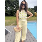 Pantalon rayé jaune & blanc – Gaze de coton – Tailles S M L
