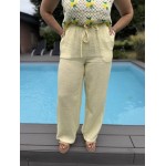 Pantalon rayé jaune & blanc – Gaze de coton – Tailles S M L