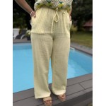 Pantalon rayé jaune & blanc – Gaze de coton – Tailles S M L