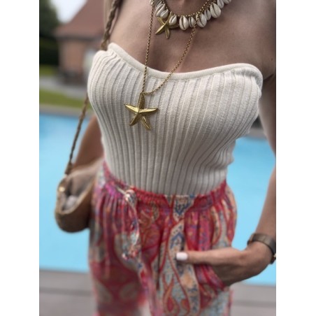 Bustier côtelé blanc sans bretelles – Escapade Azur | Melle Jeanne