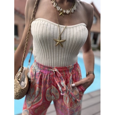 Bustier côtelé blanc sans bretelles – Escapade Azur | Melle Jeanne