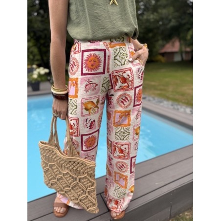 Pantalon fluide imprimé summer – Escapade Azur | Melle Jeanne