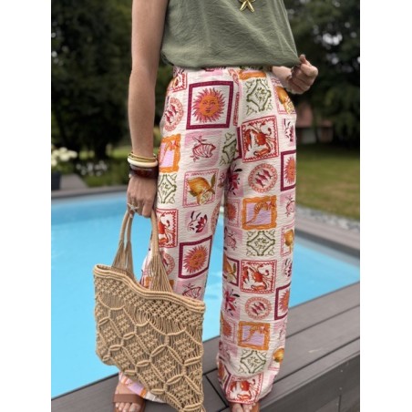 Pantalon fluide imprimé summer – Escapade Azur | Melle Jeanne