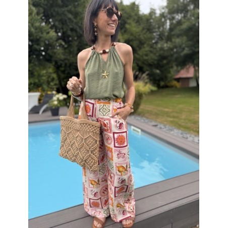 Pantalon fluide imprimé summer – Escapade Azur | Melle Jeanne