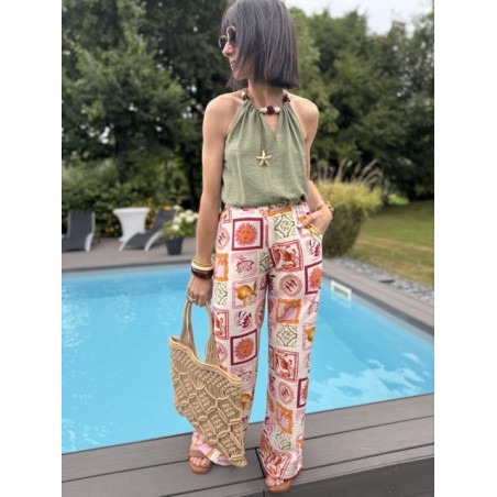 Pantalon fluide imprimé summer – Escapade Azur | Melle Jeanne