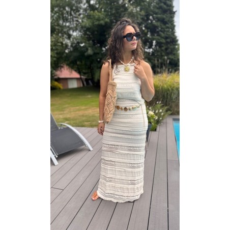 Ensemble crochet blanc – Jupe & top dos nu à nouer | Esprit summer | Melle Jeanne