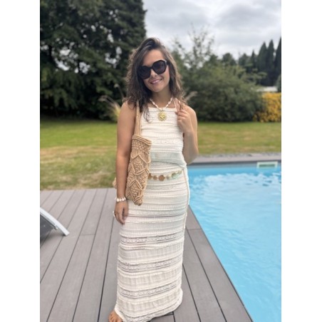Ensemble crochet blanc – Jupe & top dos nu à nouer | Esprit summer | Melle Jeanne