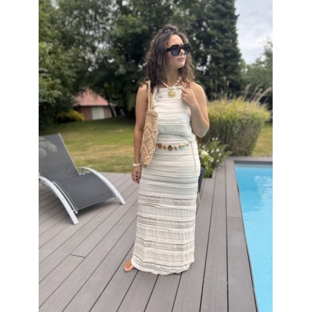 Ensemble crochet blanc – Jupe & top dos nu à nouer | Esprit summer | Melle Jeanne