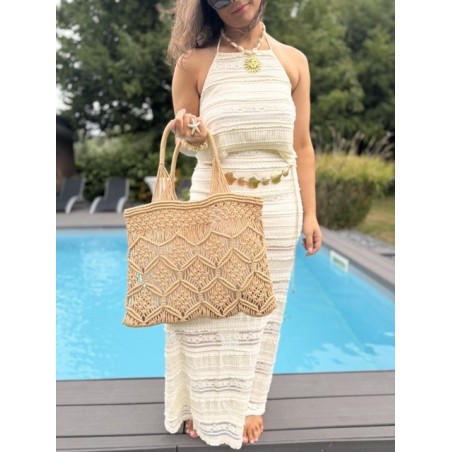Ensemble crochet blanc – Jupe & top dos nu à nouer | Esprit summer | Melle Jeanne