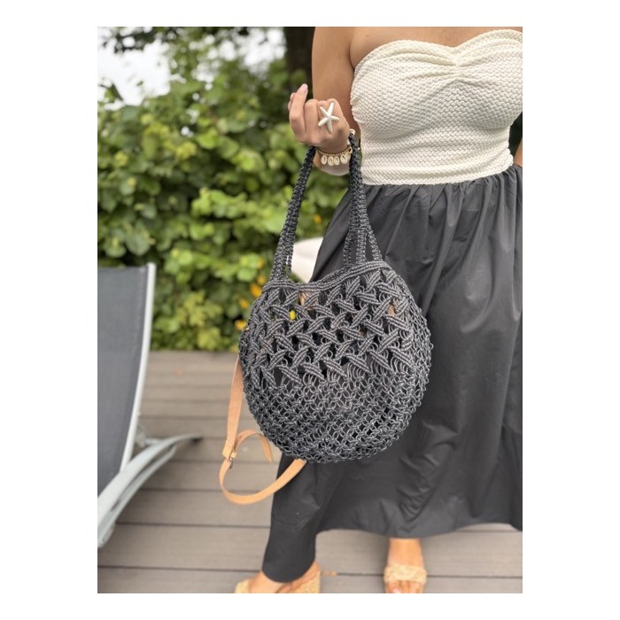 Panier en crochet doublé coton & lin – accessoire bohème pour l’été