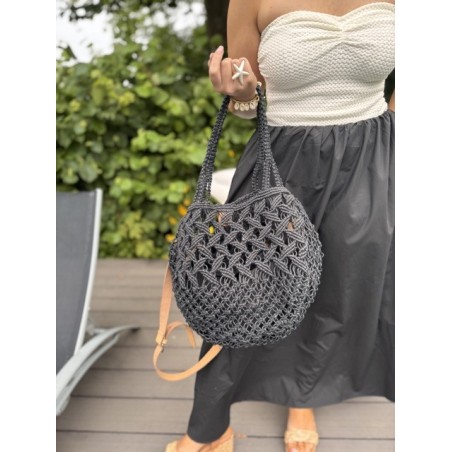 Panier en crochet doublé coton & lin – accessoire bohème pour l’été