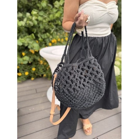 Panier en crochet doublé coton & lin – accessoire bohème pour l’été