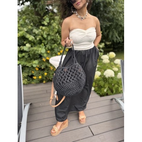 Panier en crochet doublé coton & lin – accessoire bohème pour l’été