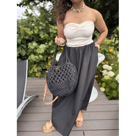 Panier en crochet doublé coton & lin – accessoire bohème pour l’été