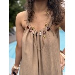 Combi-short fluide beige ou bleu électrique – détails bijoux & look estival