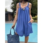 Combi-short fluide beige ou bleu électrique – détails bijoux & look estival