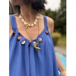 Combi-short fluide beige ou bleu électrique – détails bijoux & look estival