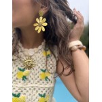 Boucles d’oreilles marguerite jaune – acier inoxydable