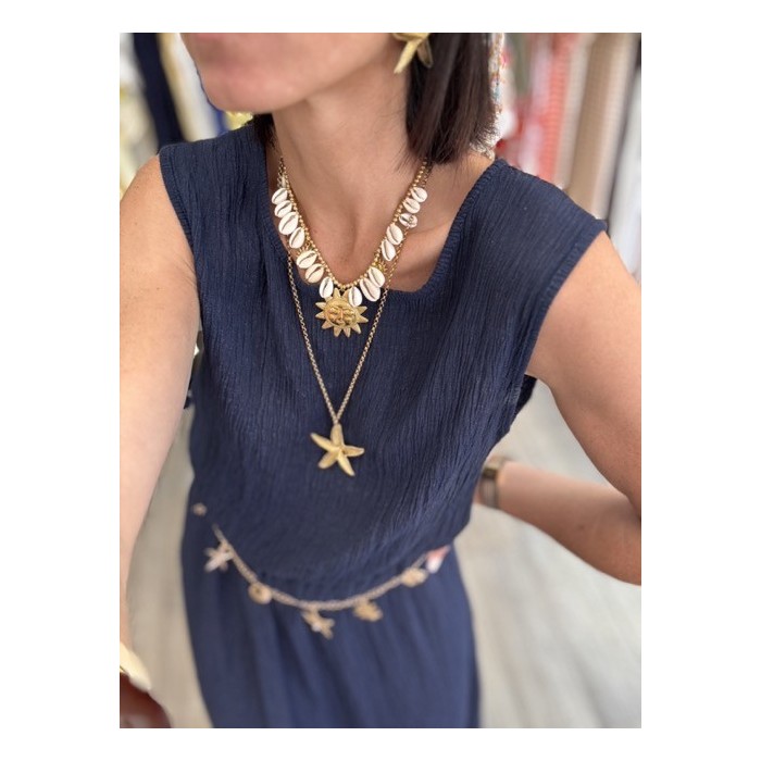 Collier coquilages soleil - en acier inoxydable
