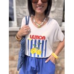 Pull fin lemon – Col V, manches 3/4 – Taille unique 36 à 44