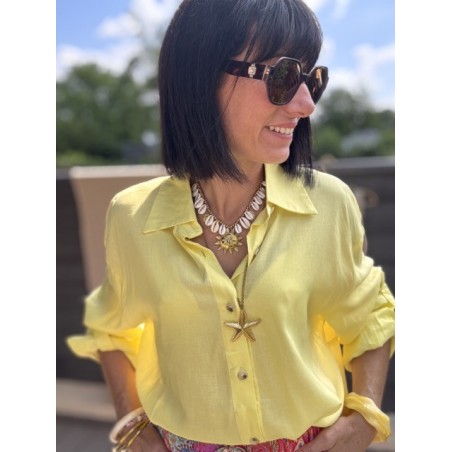 Chemise fluide dos nu noué – lin & viscose – jaune ou rose