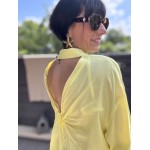 Chemise fluide dos nu noué – lin & viscose – jaune ou rose