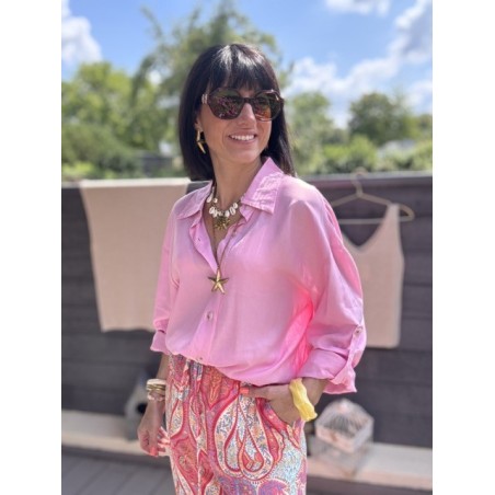 Chemise fluide dos nu noué – lin & viscose – jaune ou rose