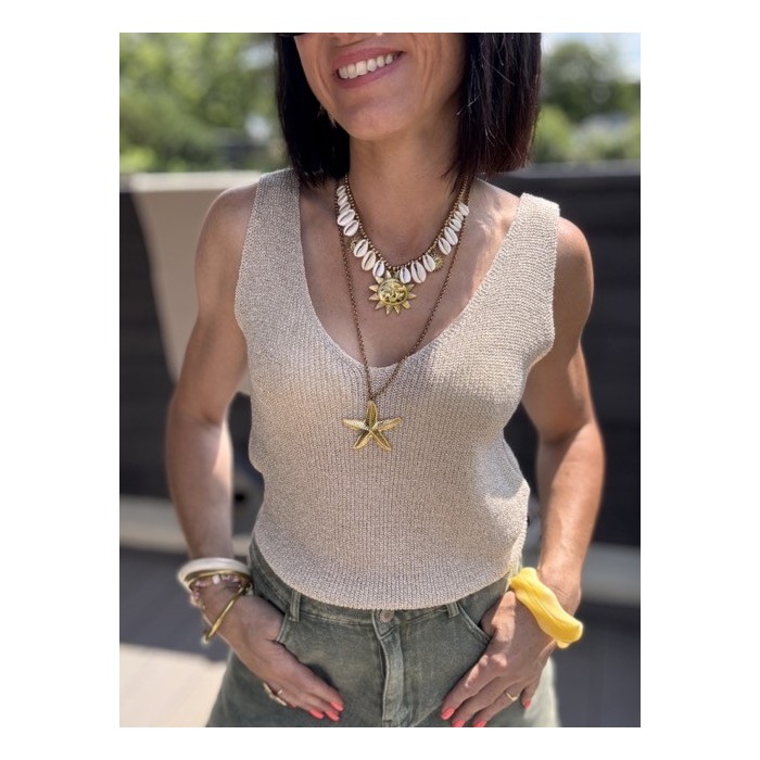 Débardeur lurex doré  – taille unique femme