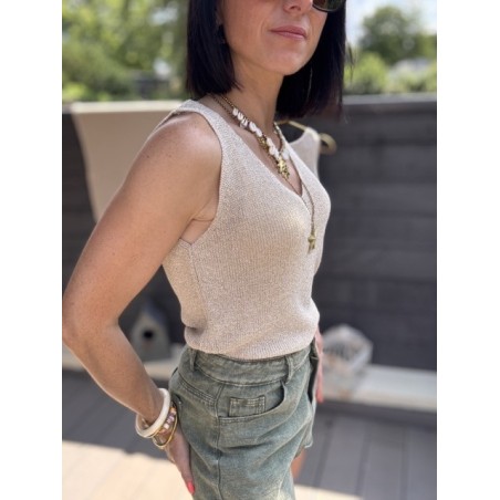 Débardeur lurex doré  – taille unique femme