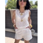 Short en dentelle doublé – blanc ou marron – taille élastique