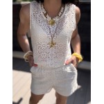 Short en dentelle doublé – blanc ou marron – taille élastique