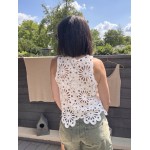 Top en maille blanc col V – basique chic femme