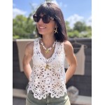 Top en maille blanc col V – basique chic femme