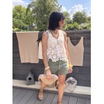 Top en maille blanc col V – basique chic femme