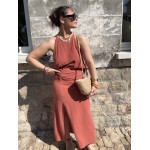 Top dos nu terra-cotta – fines bretelles lin & viscose