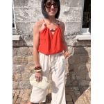 Pantalon fluide blanc effet lin – coupe droite S à L