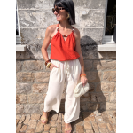 Pantalon fluide blanc effet lin – coupe droite S à L
