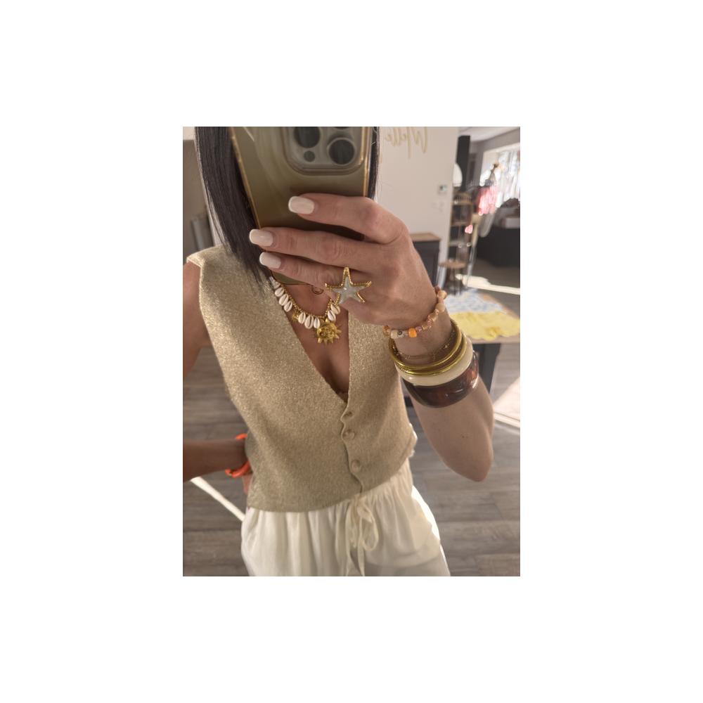 Boléro doré femme – taille unique & maille lurex Boléro doré femme – taille unique & maille lurex