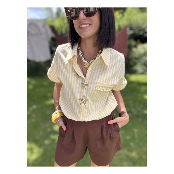 Chemise rayée avec broches étoiles de mer – S/M ou M/L