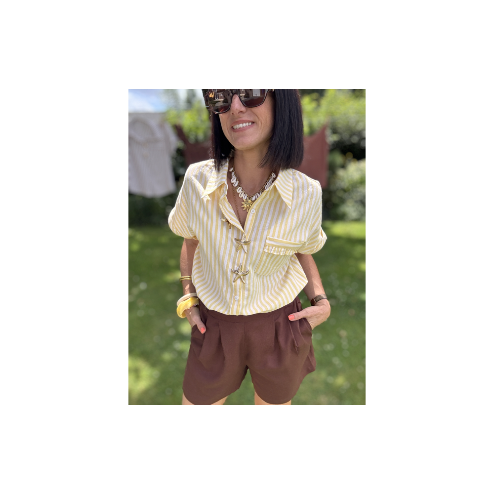 Chemise rayée avec broches étoiles de mer – S/M ou M/L