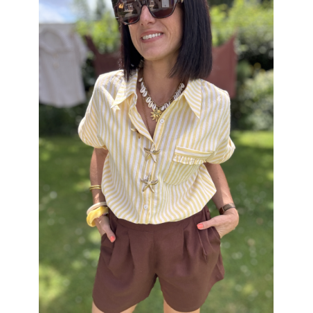 Chemise rayée avec broches étoiles de mer – S/M ou M/L