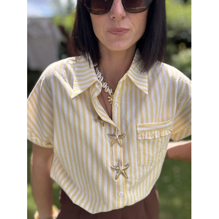 Chemise rayée avec broches étoiles de mer – S/M ou M/L