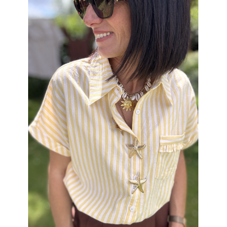 Chemise rayée avec broches étoiles de mer – S/M ou M/L