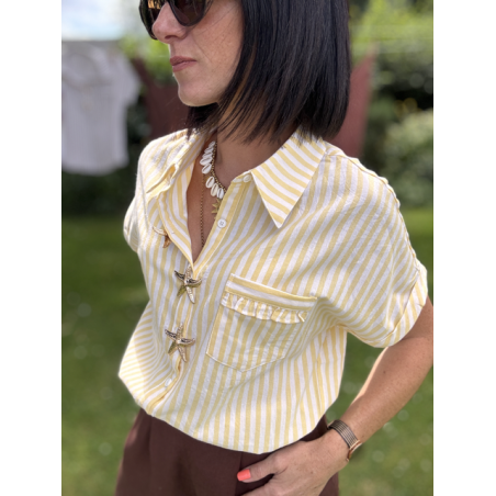 Chemise rayée avec broches étoiles de mer – S/M ou M/L