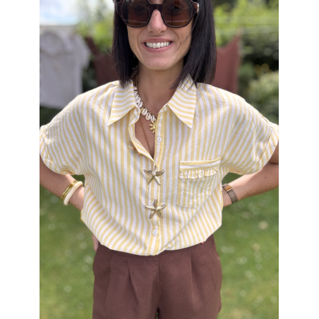 Chemise rayée avec broches étoiles de mer – S/M ou M/L