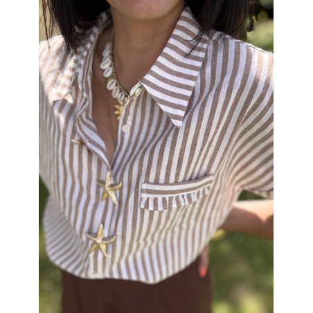 Chemise rayée avec broches étoiles de mer – S/M ou M/L