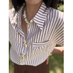 Chemise rayée avec broches étoiles de mer – S/M ou M/L