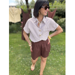 Short effet lin marron choco – taille haute SM ou ML