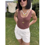 Top lurex fines bretelles marron – taille unique