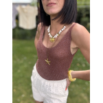 Top lurex fines bretelles marron – taille unique